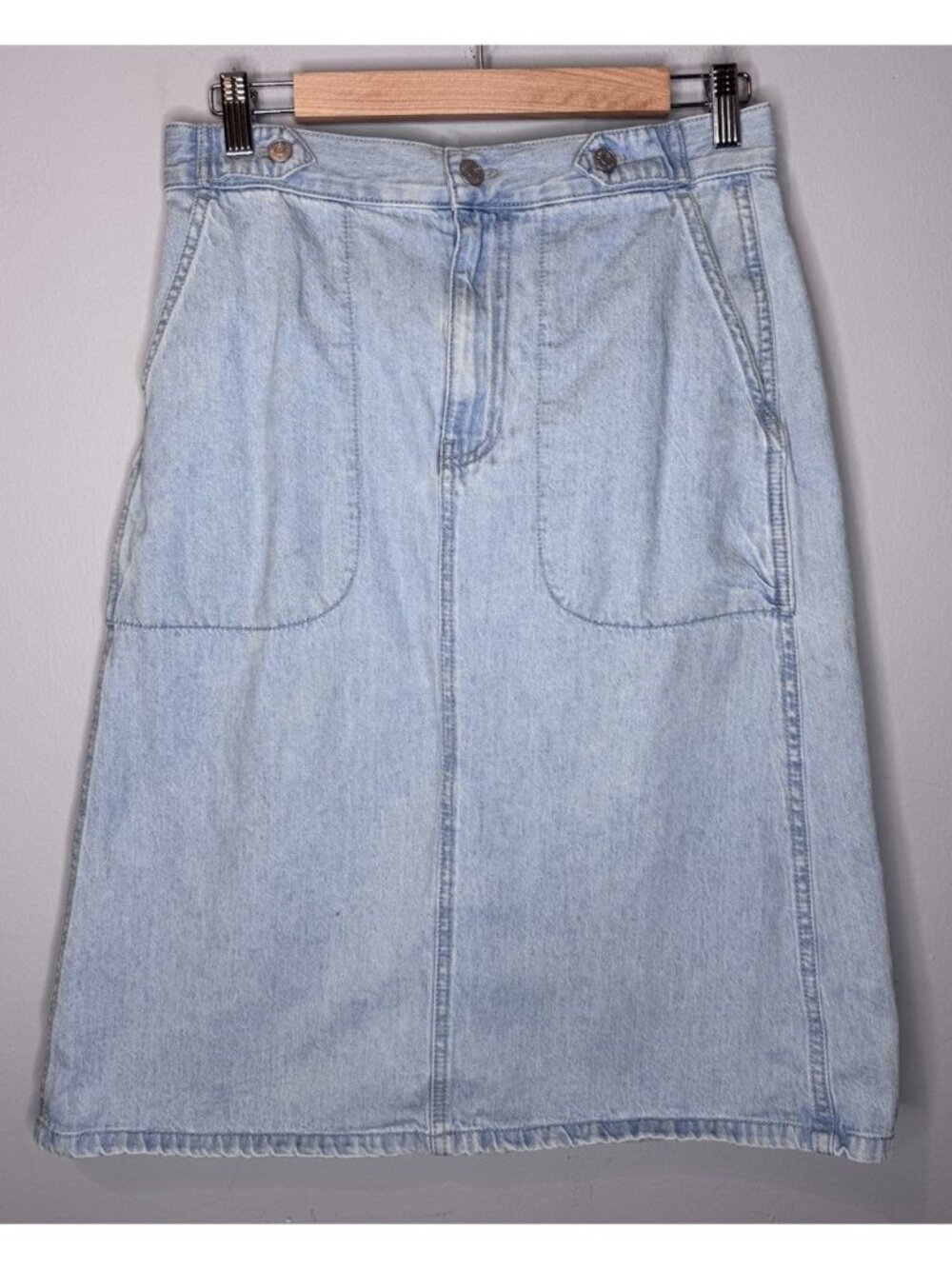 Madewell Denim Skirt Size 27 Light Wash Knee Length Modest